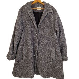 True‎ North Womens Mid Length A Line Coat Gray Button Front Size XL Heavy Winter